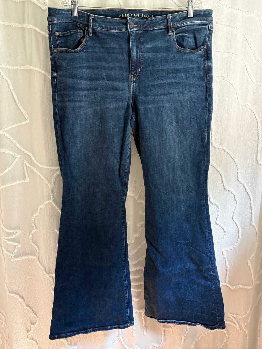 American Eagle Low Rise Flare Jeans Size 20 Long Stretch Dark Wash